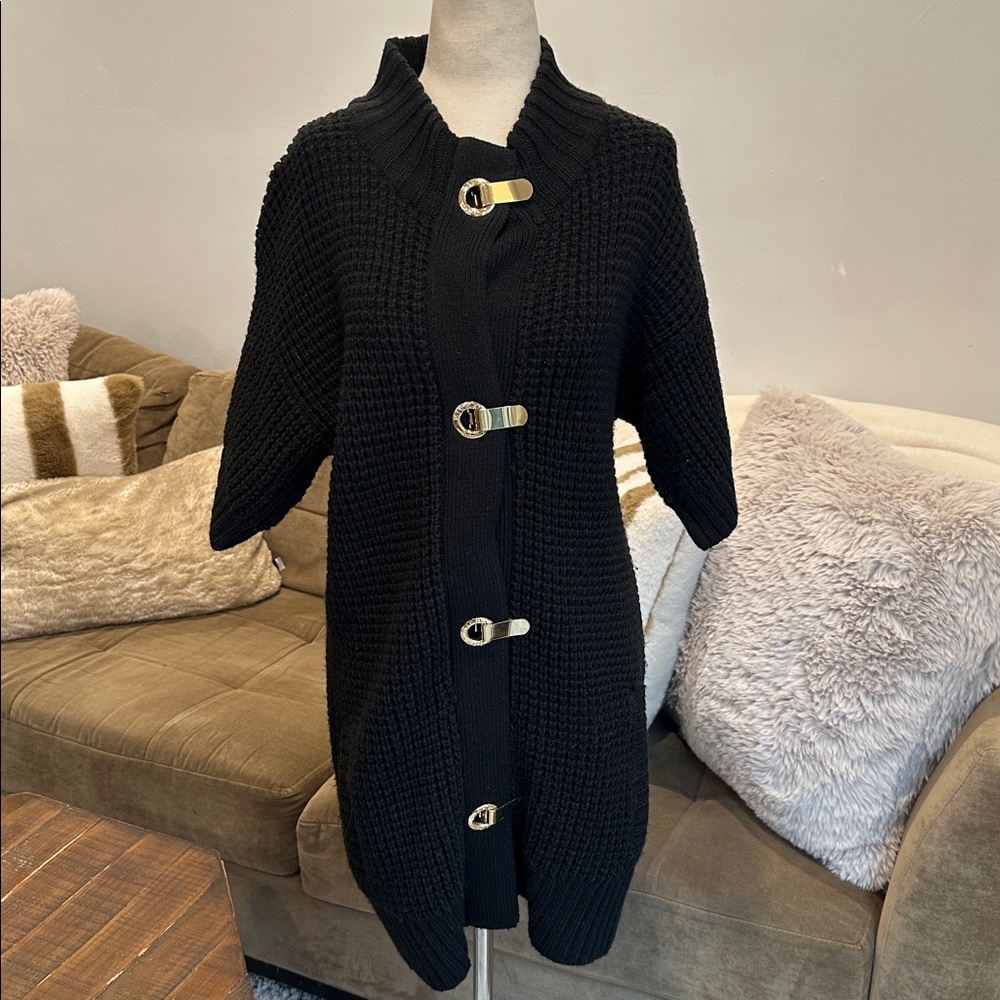 Michael Kors Black Knit Cardigan with Toggle Closures